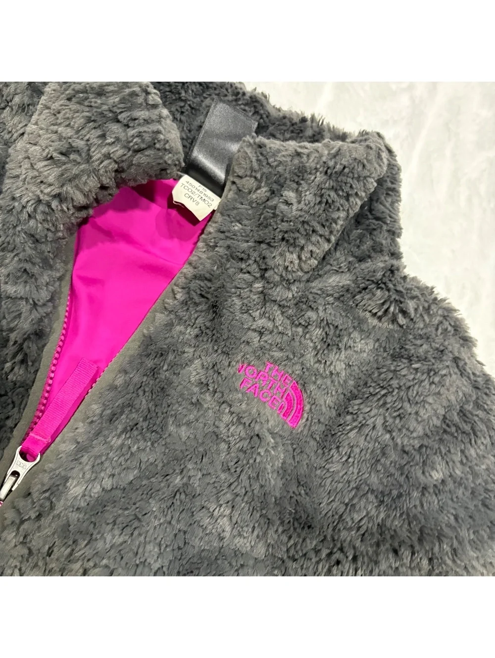 The North Face Girls Full Zip Large Gray Fleece Jacket Polyester Warm Outdoor